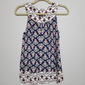Boden Blouse Womens 6 Swing Tank Floral Cottage Halter Neck Lightweight Viscose